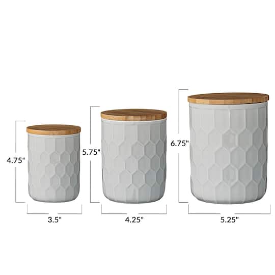 Hello Honey® Stoneware Canister Set with Bamboo Lids